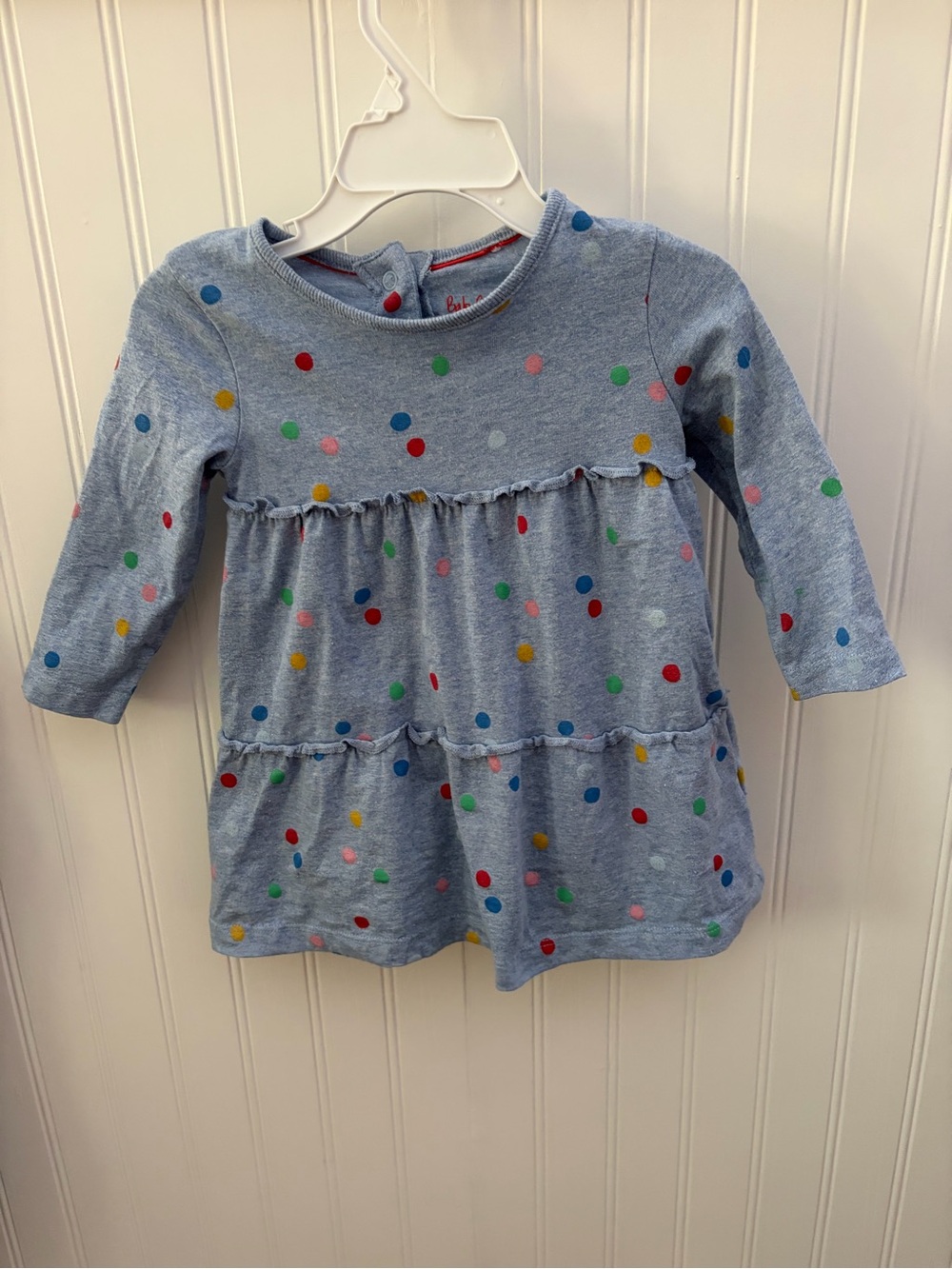 Baby Boden Polka Dot Long Sleeve Tiered Dress